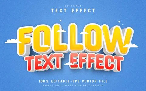 Yellow follow 3d text effect editable Stock Illustration