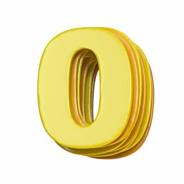 Yellow font Number 0 ZERO 3D Illustrazione stock