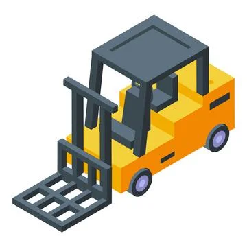 Yellow forklift icon isometric vector. Cargo vehicle Stock Illustration