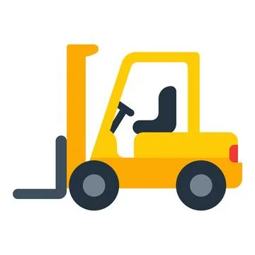 Yellow forklift icon symbolizing warehouse logistics, cargo handling, industrial Stock Illustration