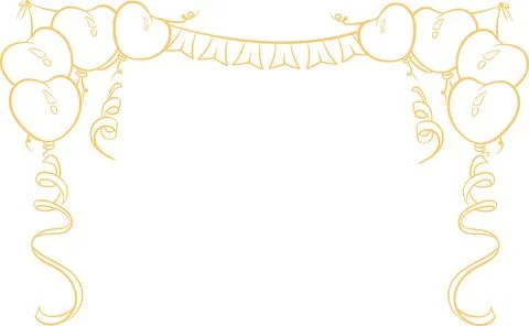 A yellow frame with balloons Stock Illustration