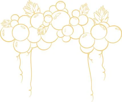 A yellow frame with balloons. Stock Illustration