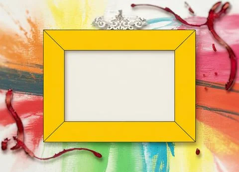 A yellow frame with a blank white canvas Stock Illustration
