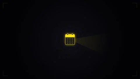 Yellow Frog Calendar Icon Glowing in Dark, Spotlight, Animation, 3D Render Stock Footage 346660259