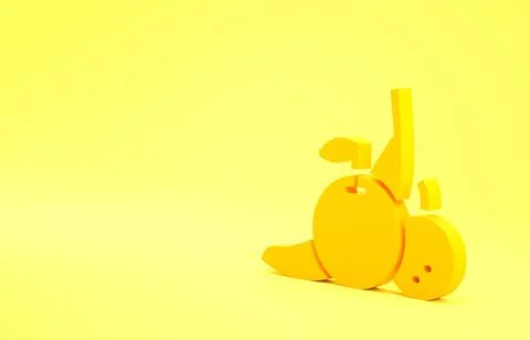Yellow Fruit icon isolated on yellow background. Minimalism concept. 3d illus Stock Illustration
