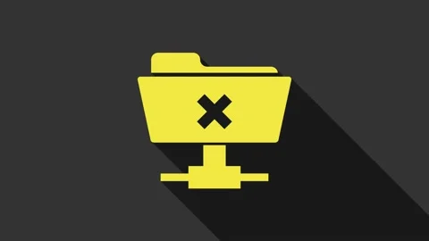 Yellow FTP cancel operation icon isolated on grey background. Software update Stock Footage 147693189