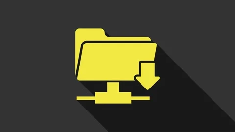 Yellow FTP folder download icon isolated on grey background. Software update Stock Footage 147692867