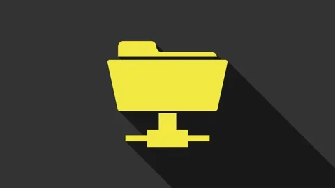 Yellow FTP folder icon isolated on grey background. Software update, transfer Stock Footage 147692853