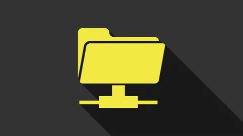 Yellow FTP folder icon isolated on grey background. Software update, transfer Stock Footage 147692878