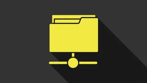 Yellow FTP folder icon isolated on grey background. Software update, transfer Stock Footage 147703433