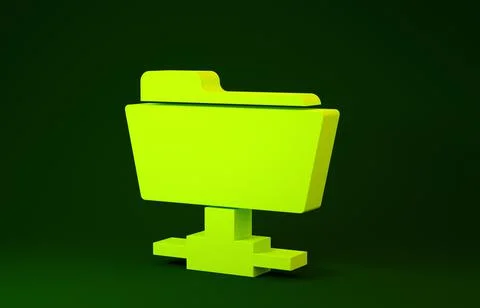 Yellow FTP folder icon isolated on green background. Software update, transfe Stock Illustration