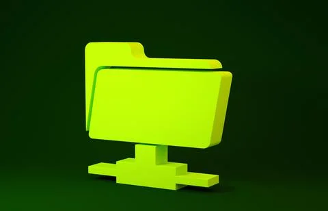 Yellow FTP folder icon isolated on green background. Software update, transfe Stock Illustration