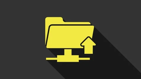 Yellow FTP folder upload icon isolated on grey background. Software update Stock Footage 147692861