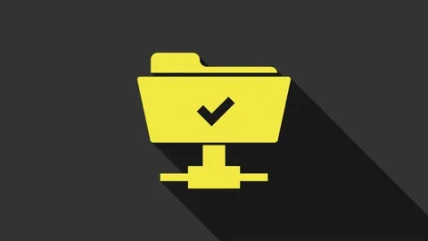 Yellow FTP operation successful icon isolated on grey background. Software Vídeos de archivo 147693191