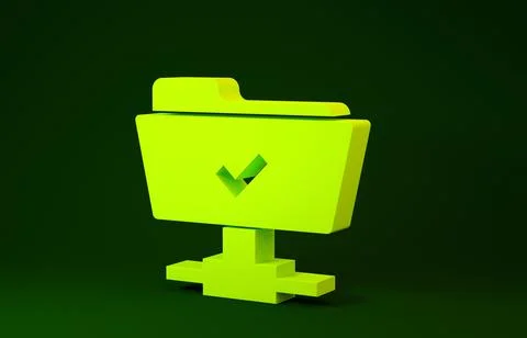 Yellow FTP operation successful icon isolated on green background. Software u Stock Illustration