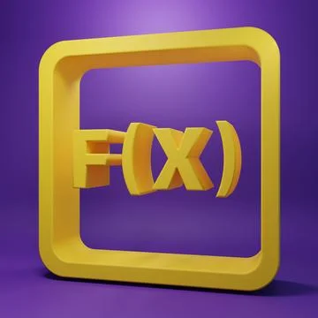 Yellow Function mathematical symbol icon isolated on purple background. Min.. Stock Illustration