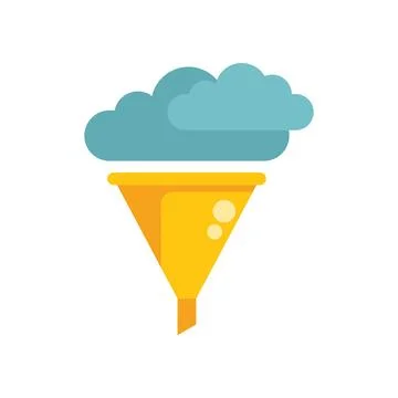 Yellow funnel converting big data cloud storage into useful information 스톡 일러스트
