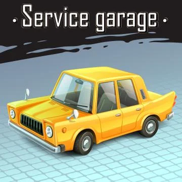 Yellow funny car Stock Illustration