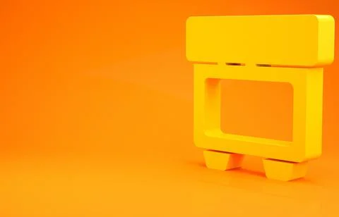 Yellow Fuse of electrical protection component icon isolated on orange backgr Stock Illustration