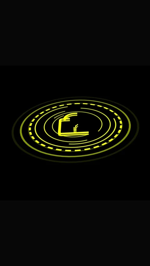 Yellow Futuristic Circular HUD Element with a Lock Symbol on a Black Backgr.. Stock Footage 337459920