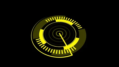 Yellow Futuristic HUD Interface with Circular Gauges and Radar Elements tec.. Stock Footage 321586718