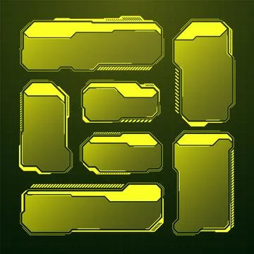 Yellow futuristic HUD, UI elements. Sci-fi user interface text boxes, callouts 스톡 일러스트