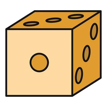 Yellow gambling dice cube showing random chance concept Stock Illustration