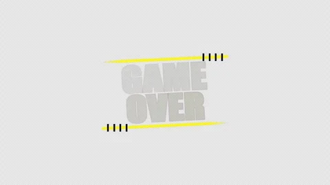 A yellow game over title with speed line accents on transparent background. Stock Footage 337080366