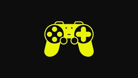 Yellow Gamepad icon isolated on black background. Game controller. 4K Video Stock Footage 233085528