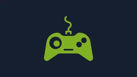 Yellow Gamepad icon isolated on blue background. Game controller. 4K Video Stock Footage 232057128