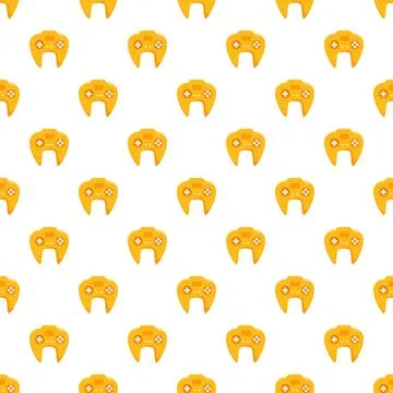 Yellow gaming controller pattern creating a seamless background Stock Illustration