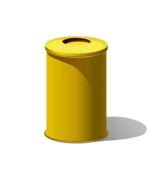 Yellow garbage can isolated on white background. Vector design element. Stock Illustration