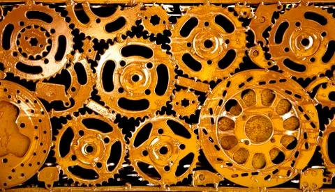 Yellow gear background Stock Photos