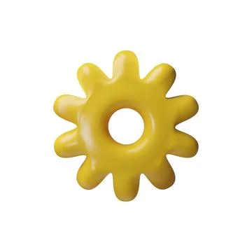 Yellow gear tool 3D vector design, mechanism wheel, cogwheel construction Ilustração Stock