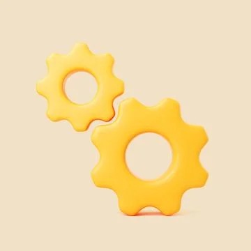 Yellow Gears Icon Stock Illustration