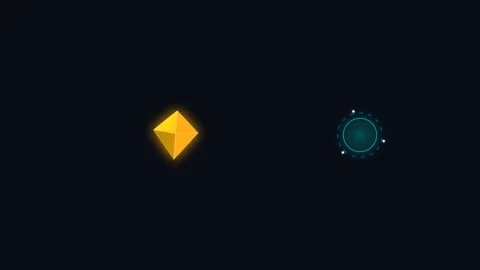 Yellow Gem and Blue Avatar Icon - Futuristic Game UI Elements, Dark... Stock Footage 341852268