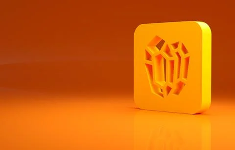 Yellow Gem stone icon isolated on orange background. Jewelry symbol. Diamond Stock Illustration