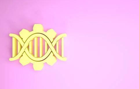 Yellow Genetic engineering icon isolated on pink background. DNA analysis, ge Stock Illustration