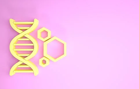 Yellow Genetic engineering icon isolated on pink background. DNA analysis, ge イラスト素材