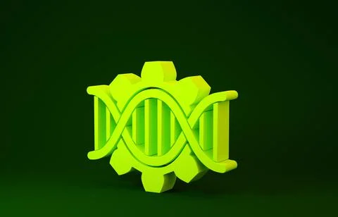 Yellow Genetic engineering icon isolated on green background. DNA analysis, g Stockillustratie