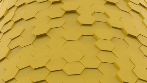 Yellow Geometric Abstract Hexagonal Motion: Futuristic Technology Stock Footage 265907221