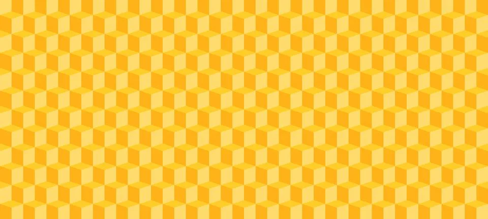 Yellow geometric cube pattern with 3D illusion effect. Honeycomb hexagon pa.. 스톡 일러스트