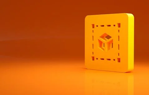Yellow Geometric figure Cube icon isolated on orange background. Abstract shape Stock Illustration