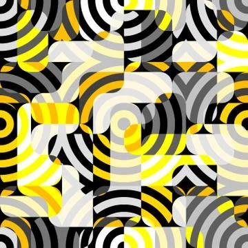 Yellow geometric pattern in a patchwork collage style. Illustrazione stock