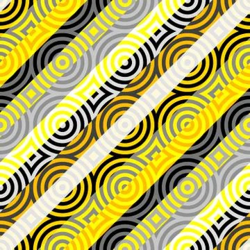 Yellow geometric pattern in a patchwork collage style. Stock Illustration