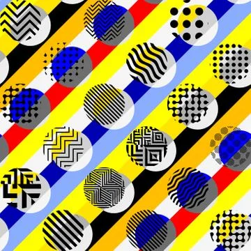 Yellow geometric pattern in a patchwork collage style. イラスト素材