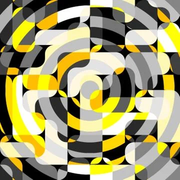 Yellow geometric pattern in a patchwork collage style. イラスト素材