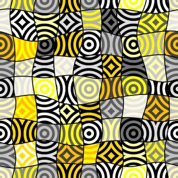 Yellow geometric pattern in a patchwork collage style. Stockillustratie