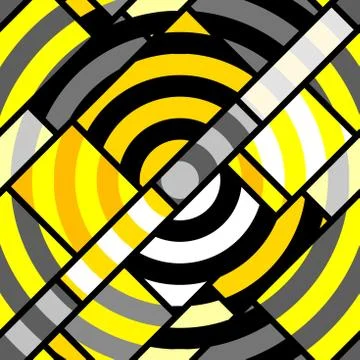 Yellow geometric pattern in a patchwork collage style. Illustrazione stock