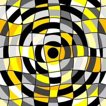 Yellow geometric pattern in a patchwork collage style. Stock Illustration